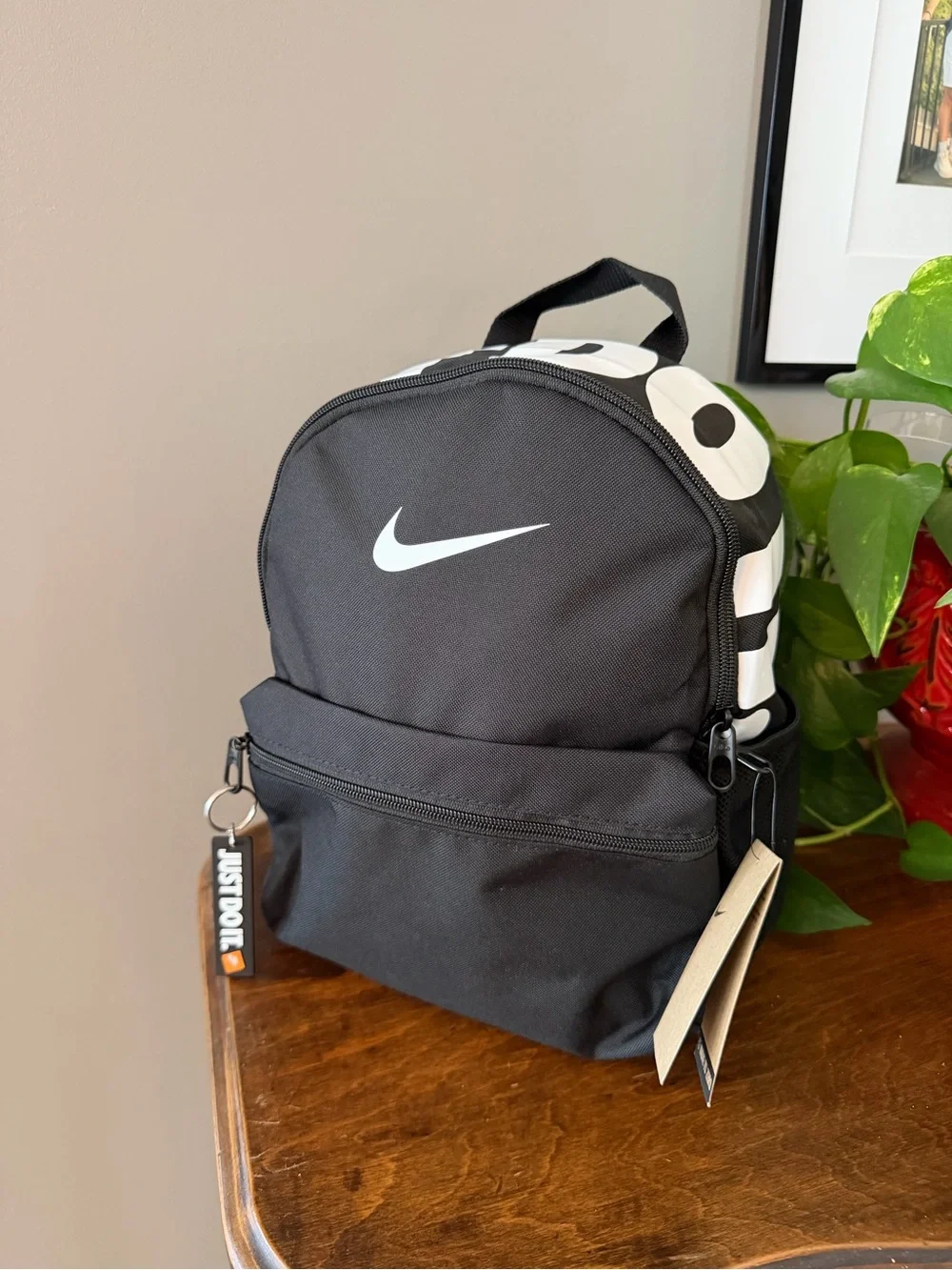 NWT. Nike Black Mini Backpack with White Swoosh Just Do It